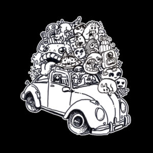 Crammed Car - Cloke Kids Outline Tee Design